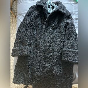 Vintage Persian Black Curly Lambs Wool Jacket Size L